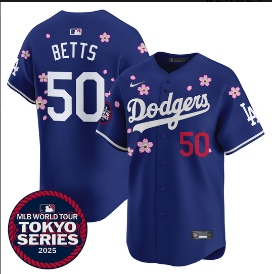 Men Los Angeles Dodgers #50 Betts Tokyo Series 2025 blue Limited Stitched Jersey->los angeles dodgers->MLB Jersey